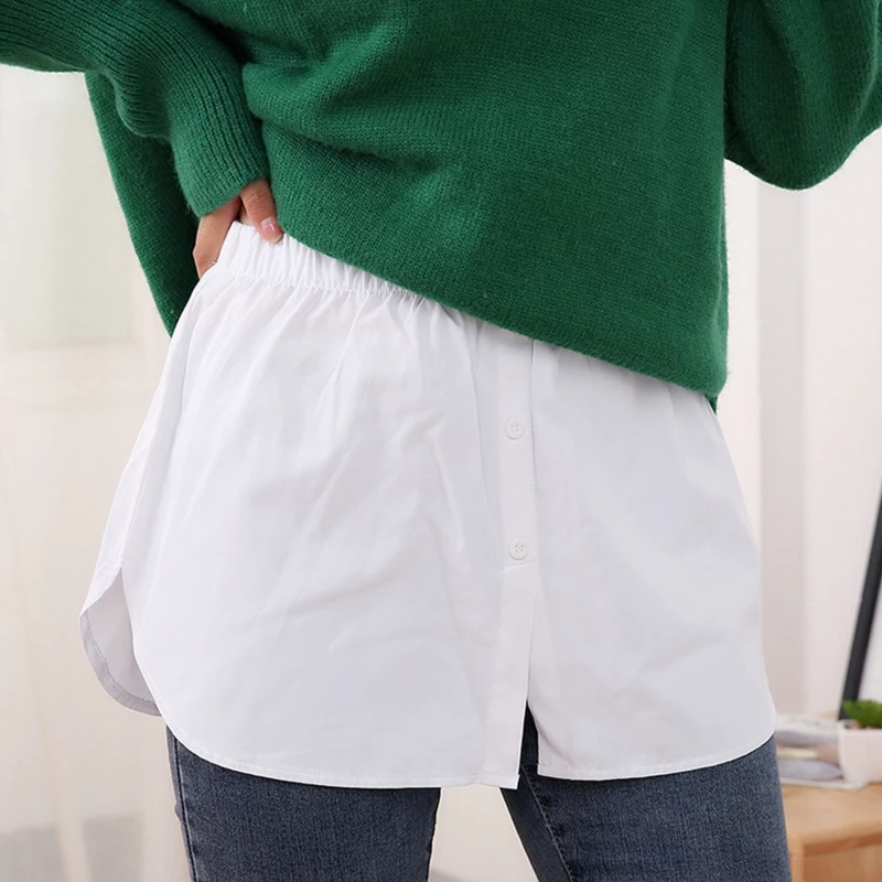 Decorative-Skirt Detachable Flare A-Line Elastic-Waist Layered Solid-Color Women False