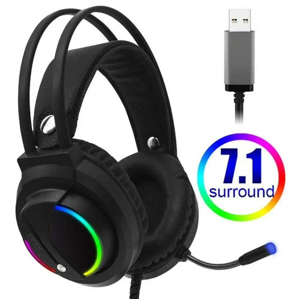 Professional Led Light Gaming Headphones For Computer Bass Stereo Headset PS4 Wired PC Over Mic Adjustable Gifts Ear With G