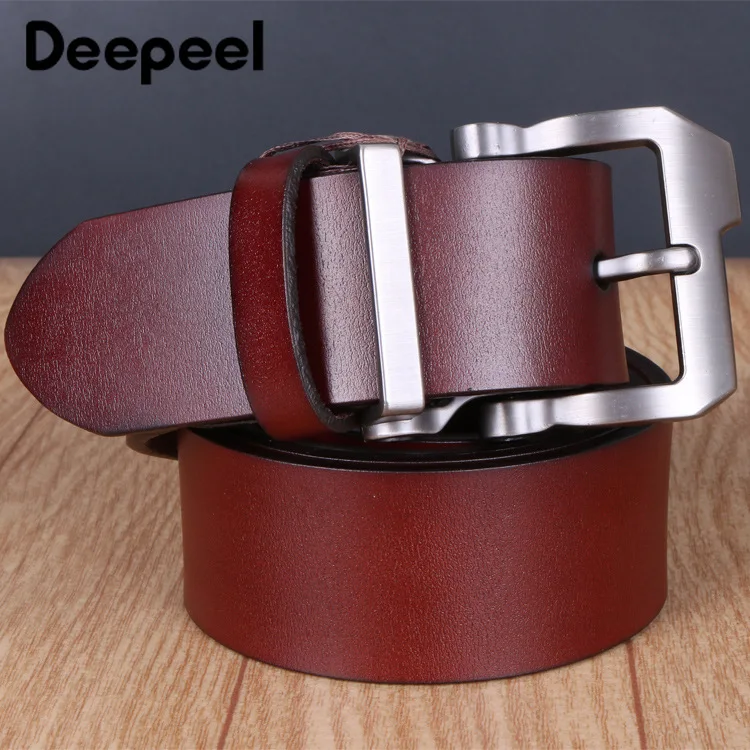 Brown Deepeel/1 шт., 3,8 см* 110-130 см, мужские ремни из натуральной воловьей кожи, необычная Пряжка, декоративный Ретро Повседневный Пояс для одежды YK775 - Цвет: Brown