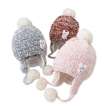 

Pudcoco Cute Kids Baby Beanie Hat Cap Boys Girls Winter Warm Double Fur Pom Knitted Bobble Newborn Accessories