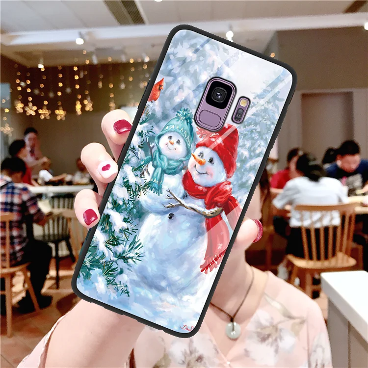 sd2xren Xmas закаленное Стекло чехол для samsung Galaxy A50 A40 A30 A70 J7 J5 A7 A9 A8 S8 S9 S10 Lite J4 J6 A6 плюс J8 чехол Coque - Цвет: sd2xren