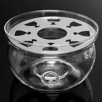 

Heat-Resisting Teapot Warmer Base Clear Borosilicate Glass Round Shape Insulation Tealight Portable Teapot Holder