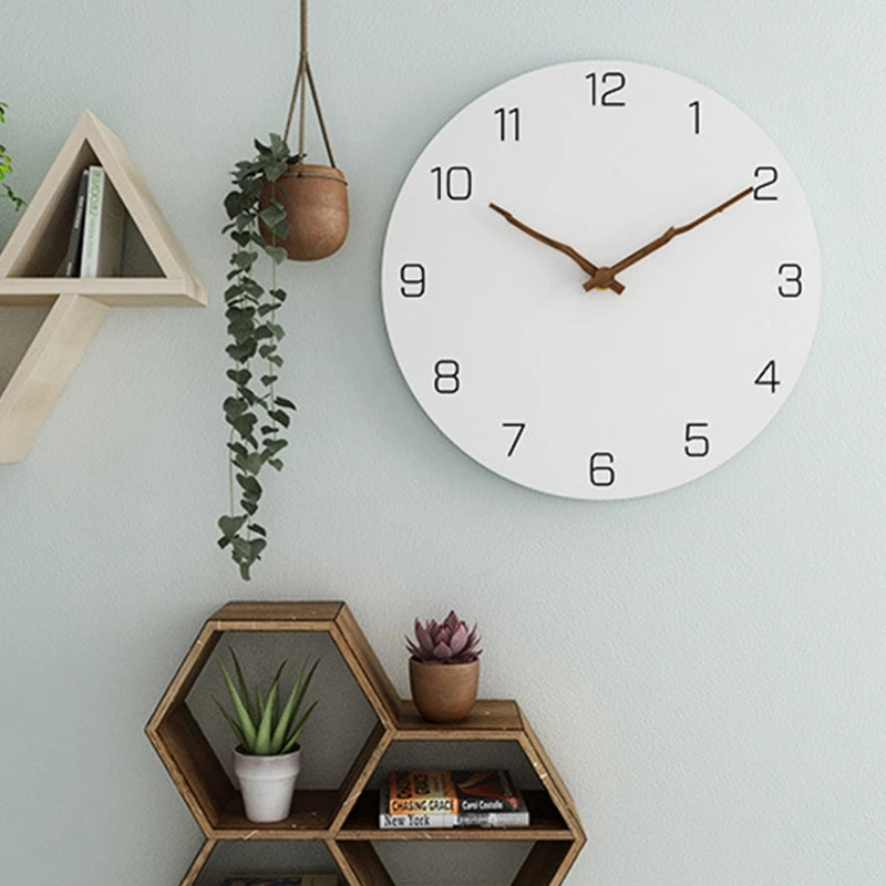 Wooden Wall Clock Simple Modern Design For Living Room Nordic Brief Wood Clocks White Wall Watch Home Decor Silent Wall Clocks Aliexpress