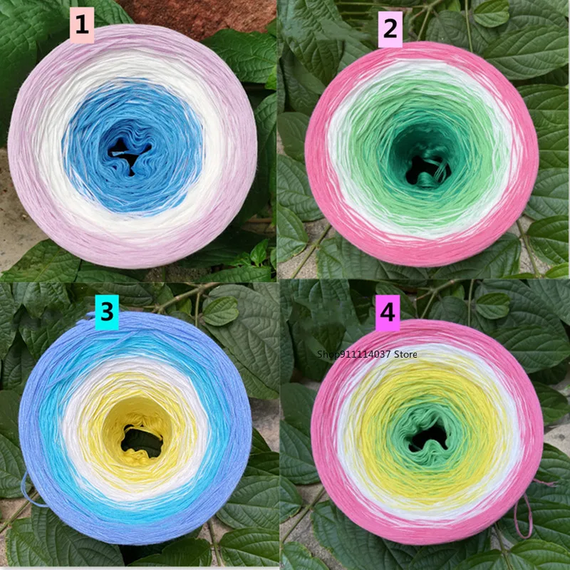 300g Rainbow Gradient Color Cake Yarn Organic Cotton Blend Yarn