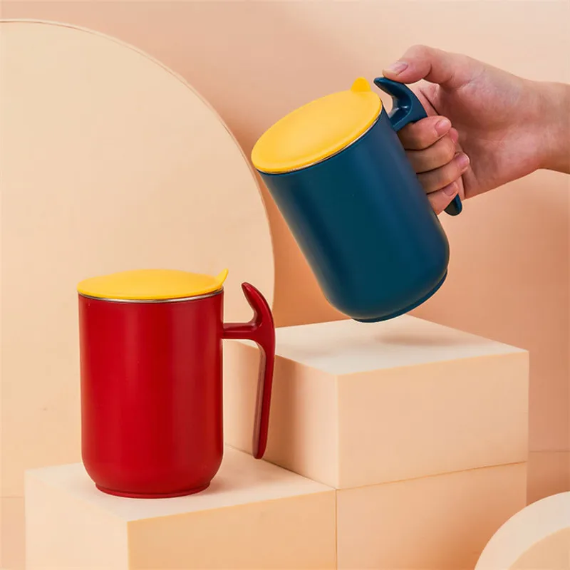 Double Wall Stainless Steel Insulation Coffee Mug Anti-Scald Mug With Removable Lid