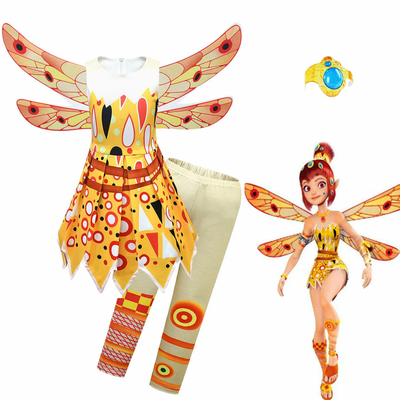 Hot Halloween Cosplay Mia Costumes Girls Dress Mia & Me Festa Di Compleanno Abiti Di Carnevale Set Di Abbigliamento Per Bambini Con Anello A Mano Mia