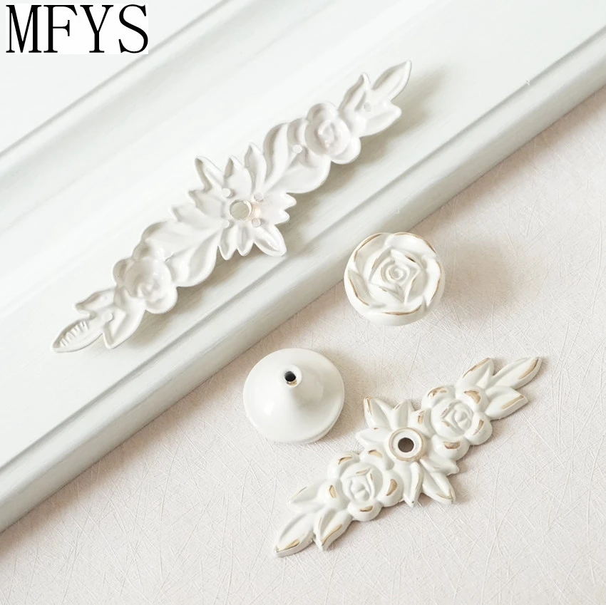 Description Picture 5 of itemMFYS Rose Flower Furniture Handles White Pulls Handle for Cabinet and Drawers Zinc Alloy Cupboard Door Knob Furniture Hardware