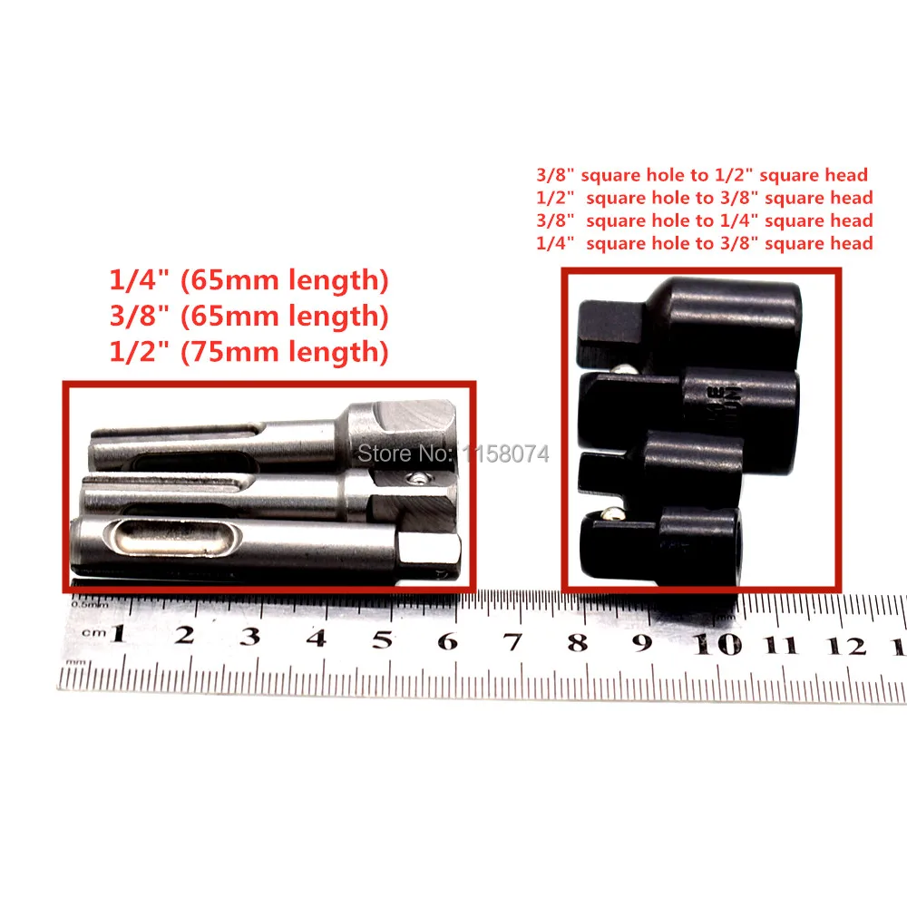 7pcs Ratchet Socket Adapter Reducer Converter Set 1/4'' 3/8'' 1/2'' SDS Power Drill Socket Adaptors SDS Shank Crv Nut Driver