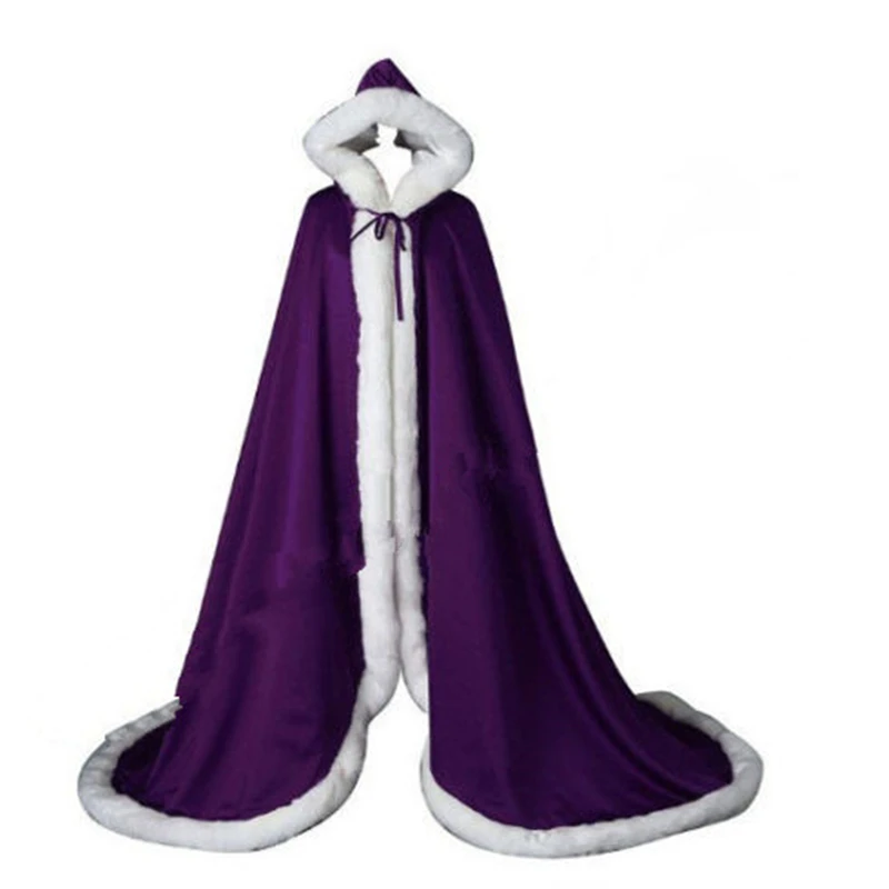 Зимняя теплая шаль Свадебная накидка Потрясающие Свадебные накидки длина до пола идеально подходит для зимней свадьбы на открытом воздухе Свадебная шаль накидки - Цвет: purple