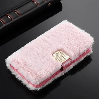 

Luxury Case for Samsung Galaxy S7 Edge S8 S9 S10 Plus S10e Note 9 Card HolderWarm Fluffy Furry Fur Wallet Bag Phone Cover Coque