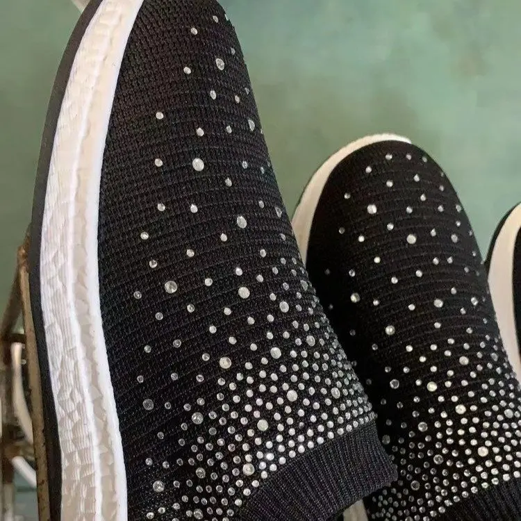 Women's White Glitter Sneakers For Sock Fashion Bling Shoes Trainers Female Vulcanize Shoes 2020 Tenis Feminino Basket Femme