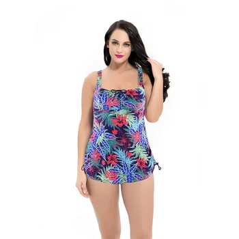 

2020 Sleeveless Swimwear Flower Print Bathing Suit Two Pieces Swimming Suits For Women