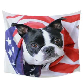 

Boston Dog American Flag Tapestries Wall Decor Bedspread Coverlet Bedding Curtain Blanket Towel Scarf Hypoallergenic