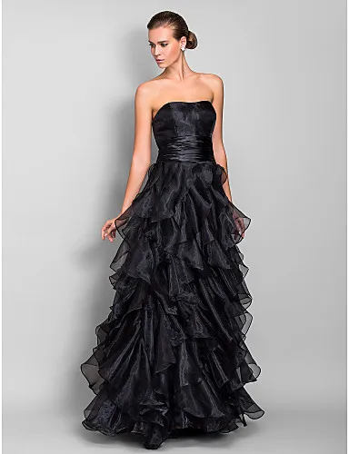 Erosebridal органза Черное вечернее платье длинное формальное вечернее платье Элегантное Многоуровневое дизайнерское вечернее платье для женщин