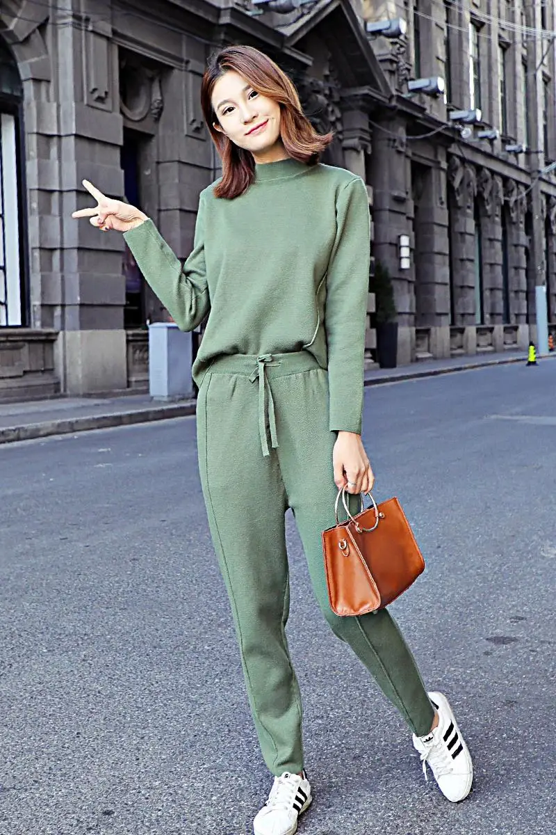 Knitwear Sale O-neck And Harem Pants Fashion 2 Piece Suit Female New Large Size Simple Casual Knitting Two-piece Women