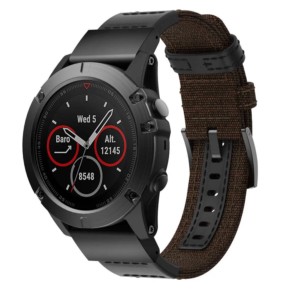 22 26 мм холст кожаный ремешок для часов Quick Fit ремешок для Garmin Fenix 5X Plus Fenix 3 3HR спуск MK1 Fenix 5 Plus motion ремень