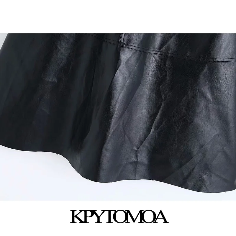 Винтажная шикарная юбка миди из искусственной кожи с поясом для женщин модная офисная одежда трапециевидной формы с боковой молнией женские юбки Faldas Mujer