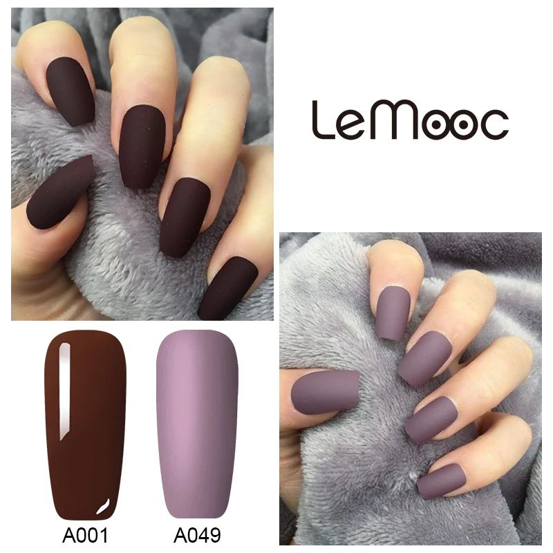 LEMOOC 8ml Pure Nail Gel Semi Permanent Soak Off with Matte Top Coat Nail Art Uv Gel Nail Polish Gel Varnish Nail Art Gel Paint