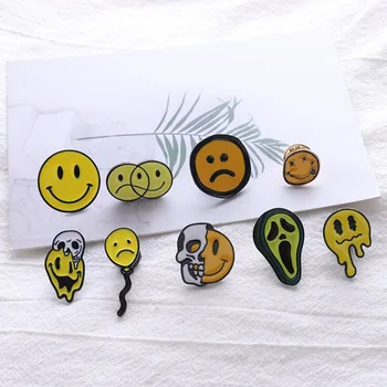 

9PCS Halloween cute Personal Punk Skull, Smiling Face, Butter Balloon Brooch Pin Halloween present