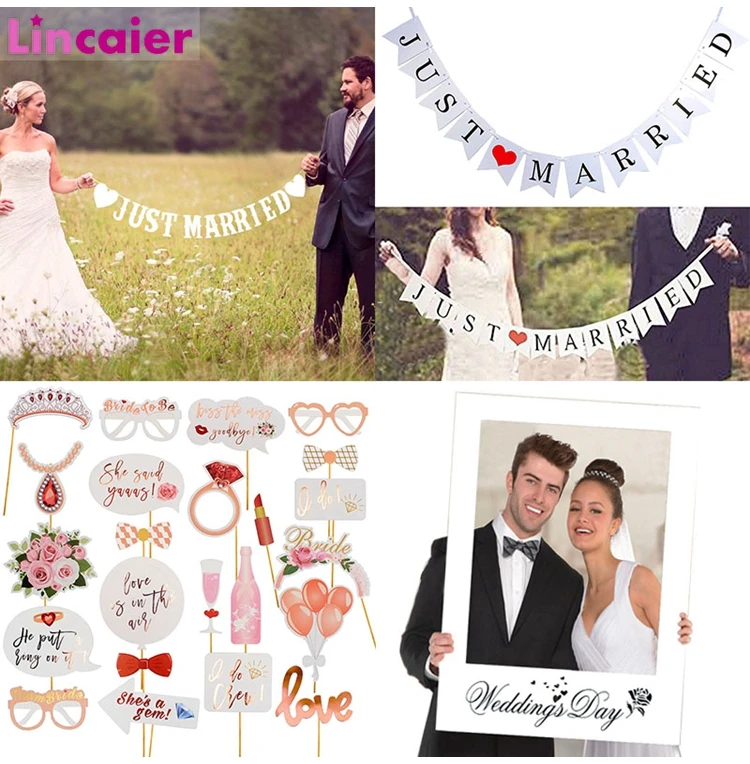 Super Sale 56a0 Just Married White Banner Photo Frame
