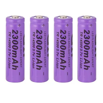 

IN STOCK! 4 pcs Purple 14500 3.7 V 2300 mAh Li-Ion Rechargeable Battery