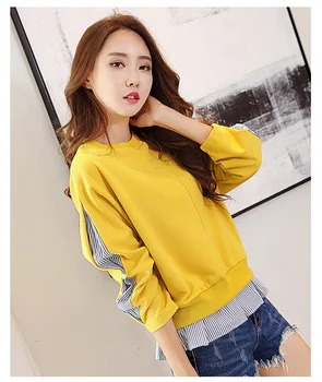 

Sweatshirt Femme 2018 Blusas Korean Style Harajuku Letter Print Full Hoody pulloves Women Casual Loose Fake Two Piece