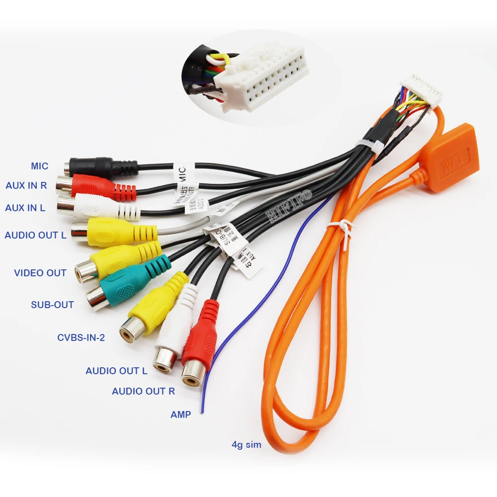 RCA cable GPS cable Rear camera cable 4pin&6pin USB camera for android radio