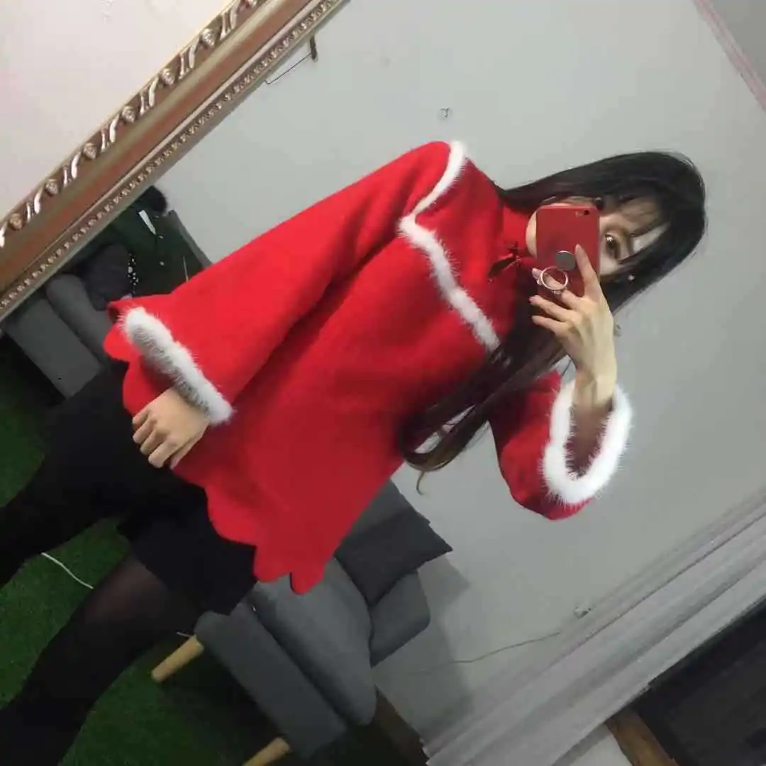 Красные новогодние одинаковые комплекты для семьи китайский костюм Hanfu платья «Мама и я» Одежда для папы, мамы, детей, папы, мамы, Bebes, свитер