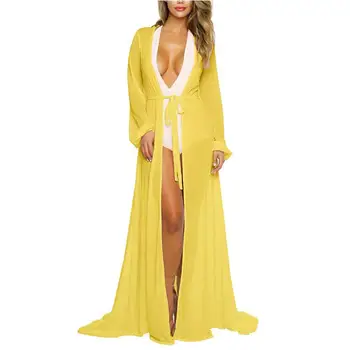 

New Women Summer Dress Swim Beach Dresses Solid Sundress Chiffon Kimono Beach Cardigan Bikini Cover Up Wrap Beachwear Long Dress