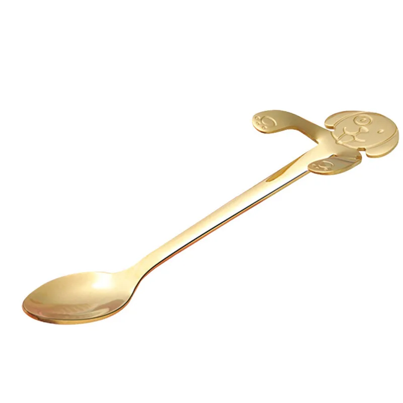 Cute Dog Spoon Long Handle Spoons Flatware Coffee Drinking Tools Kitchen Gadget Pastry Supplies Spoon Creative Kitchen Tool@D