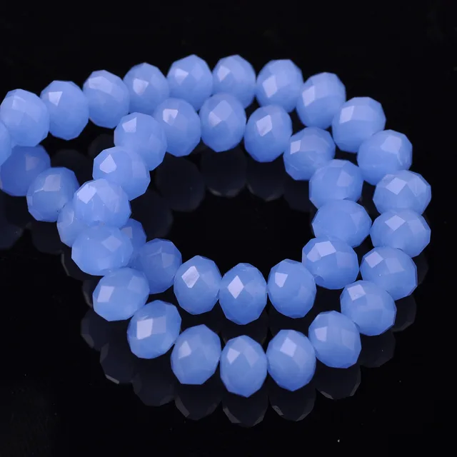 Rondelle Faceted Czech Crystal Glass Solid Color 3x2mm 4x3mm 6x4mm 8x6mm 10x7mm 12x8mm Loose Spacer Beads for Jewelry Making DIY 39 Jade Blue