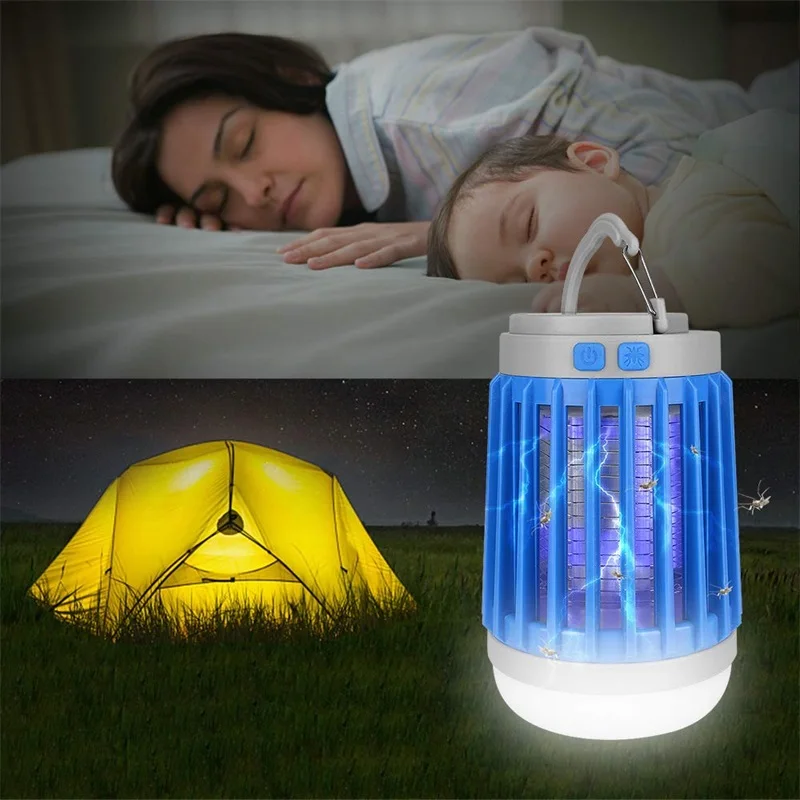 Portable Mosquito Fly Killer Camp Lamp IP67 Waterproof LED Tent Light Mosquito Trap Lamp Bug Zapper Outdoor Camping Lantern
