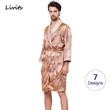 

Men's Robes Satin Silk Pyjamas Kimono Nightwear Sleepwear Nighty Home Wear Loungewear Long Sleeve Printed Casual For Male