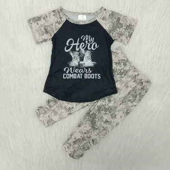 

hot sell summer kids boutique outfit girl short sleeve raglan shirt and legging pants 2 pieces set girl boots printed outfit