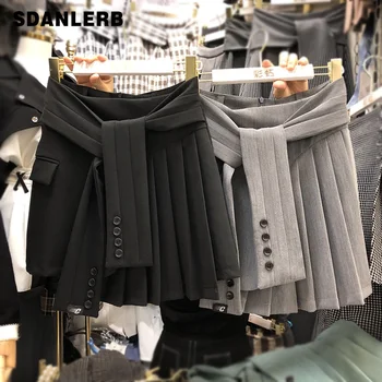 

Fall Mini Skirt Women 2019 New French Minority Design Fashion Irregular Trousers Skirt Girls Ladies All-match Skirt Femme