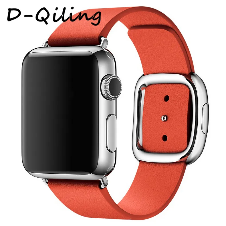 D-Qiling ремешок из натуральной кожи для apple Watch band 4(iwatch 5) 44 мм 40 мм apple watch 3 2 1 ремешок 42 мм 38 мм современные ремешки с пряжками