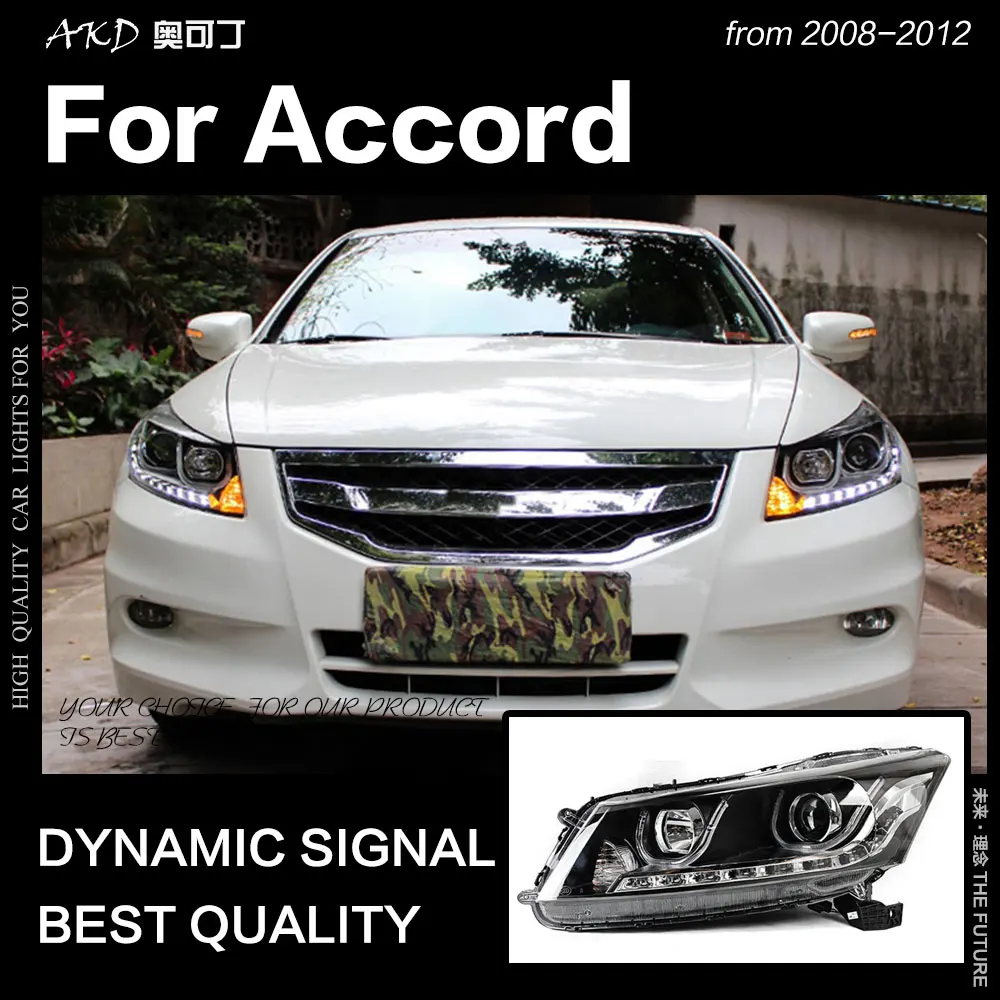 АКД стайлинга автомобилей для Accord светодиодный фар 2008 2012 DRL Hid фара ангельский