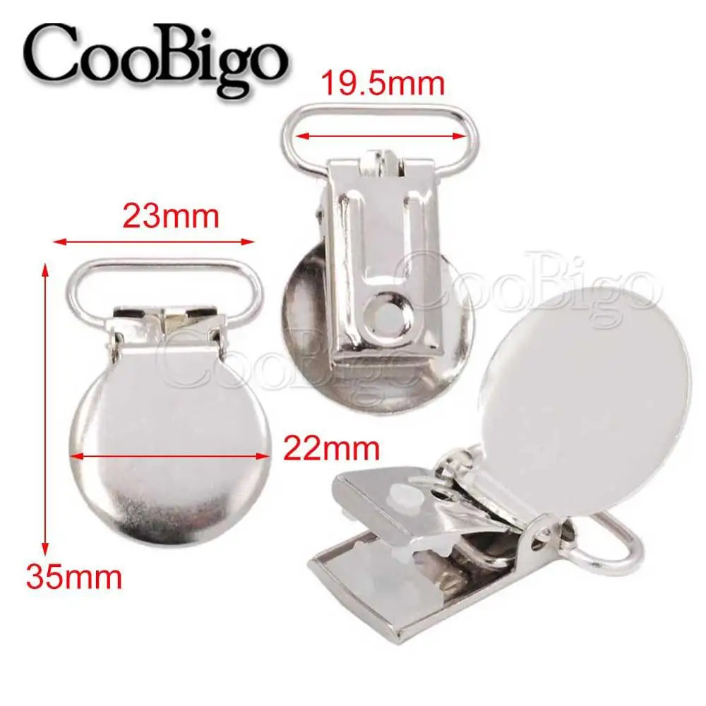 10pcs 9 Style Sliver Metal Fasteners Suspender Clip Belt Buckle For Backpack Belt Garment Dog Collar Bag Parts Accessories - Цвет: 19.5mm Round
