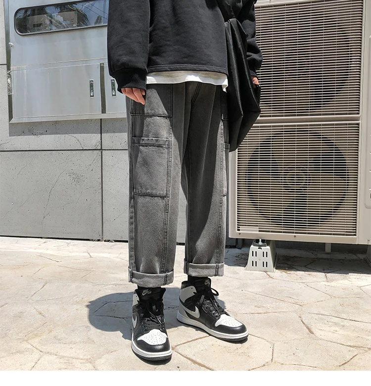LEGIBLE Men Casual Pockets Hip Hop Denim Cargo Pants Mens Autumn Fashion Vintage Jeans Clothes Male Design Teen Pants