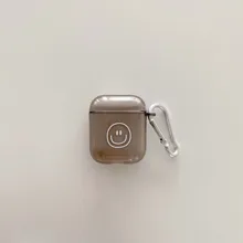 

Cute smiley keychain for airpods pro transparent case soft silicone for airpod 1 2 pro cover lovely earphone charge box fundas