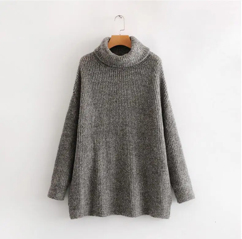 MEVGOHOT Woman Autumn Solid Turtleneck Sweater Plus Size Loose Casual Pullover Female Knitted Long Sleeve Tops HD1104 | Женская одежда