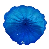 A4871-Hand Blown Platter Murano Glass Red Clear Plates Home Wall Decoration 1