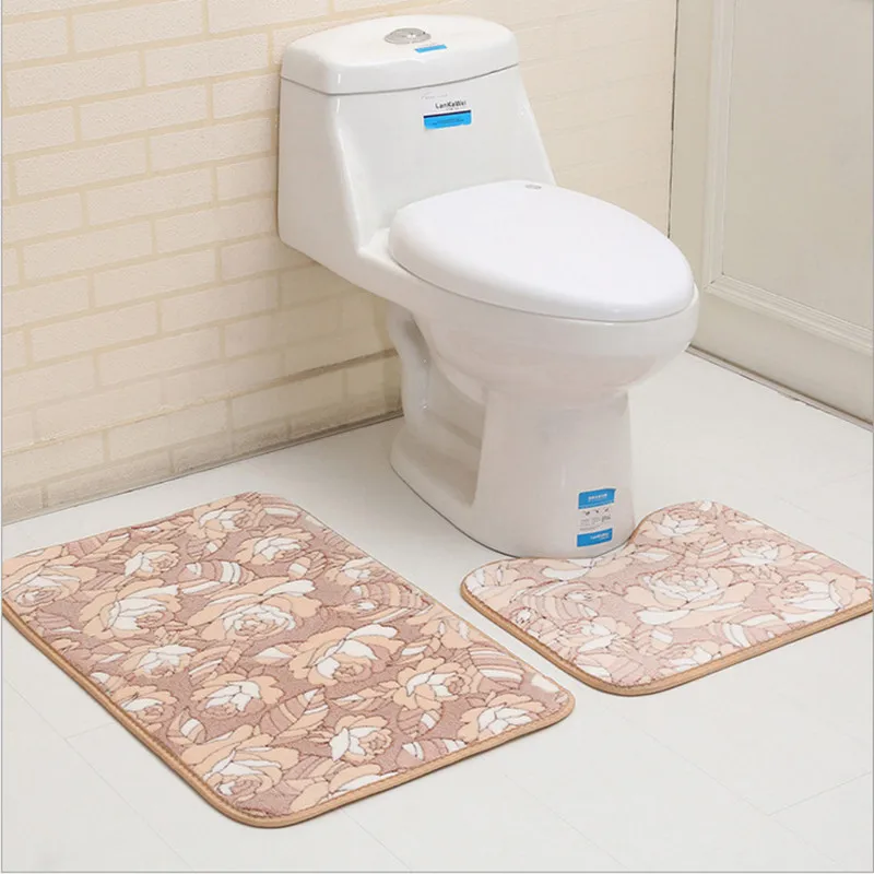 Двухсекционный уплотненный коралловый бархатный коврик для ванной комнаты Противоскользящий коврик напольный коврик ковер коврик