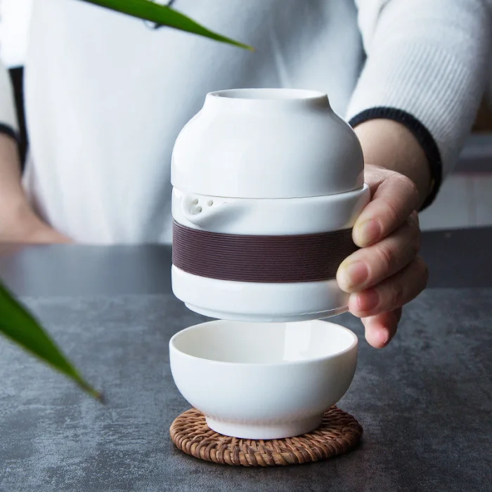3 шт./компл. Керамика Чай чашки набор Портативный кунг-фу Чай горшок в деловом стиле, с чехлом для дома и путешествий Hogard