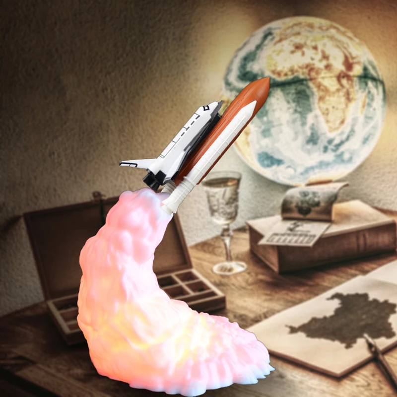 Дропшиппинг 3D печать космический челнок лампа USB перезаряжаемая космическая ракета струя украшения огни Луна игрушка-ночник для детей