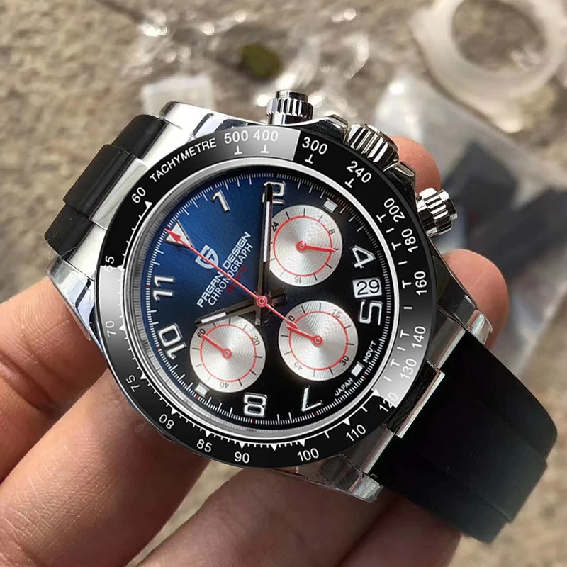 2021 New PAGANI DESIGN Mens Watches Men Top Brand Automatic Date Wristwatch Silica gel Waterproof 100M Chronograph Clock Gift