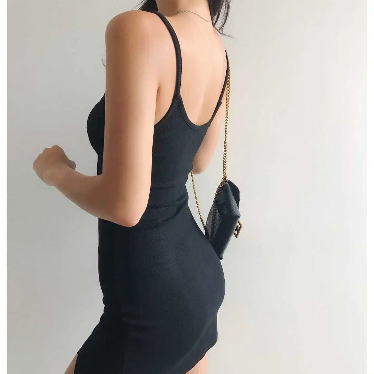 Sexy Kleid Rippe Stricken Bodycon für Frauen Slim Fit Spaghetti Strap Aus Schulter Sommer Kleider ouc017 – Detail 10