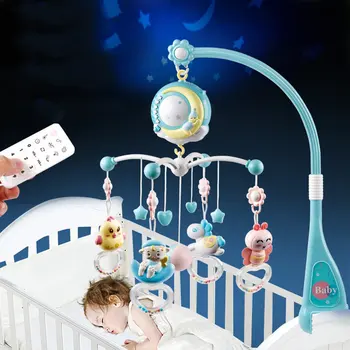 

Baby Bed Bell Rattle Toy Musical Bedside Bell Projection Baby Soothing Toys Plastic Emotion Vision Grasp Inter Active Baby Toys