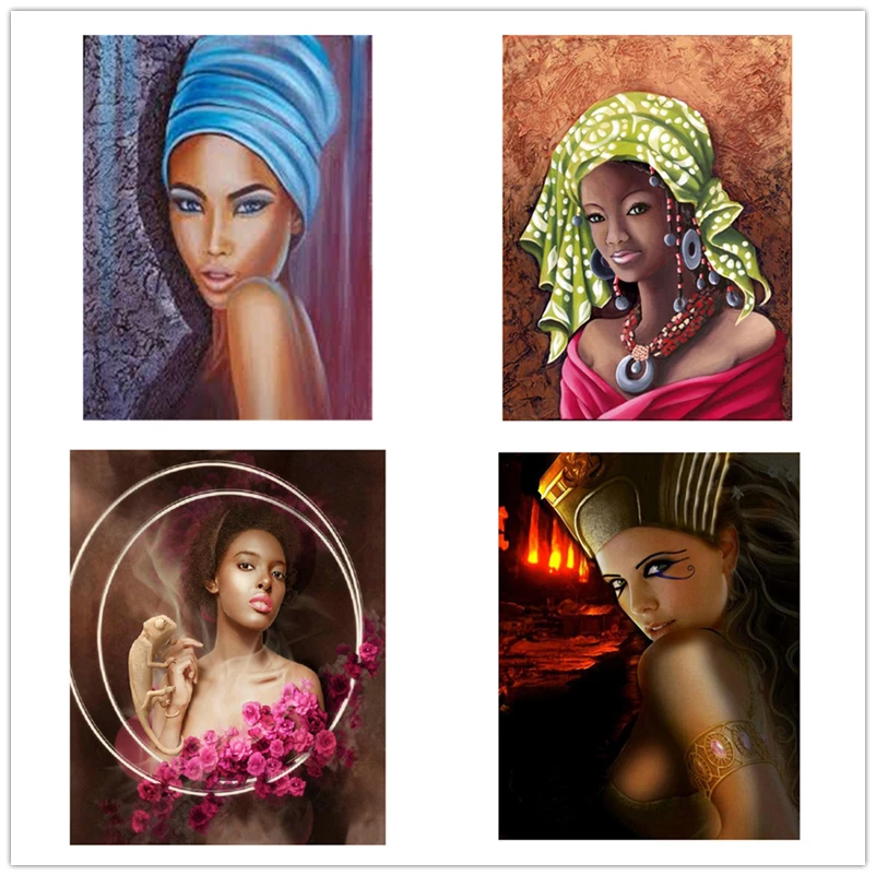 

Diamond Painting 5D Full Square/Round Drill African Woman Girl Daimond Embroidery Resin Rhinestones Cross Stitch Crystal Picture