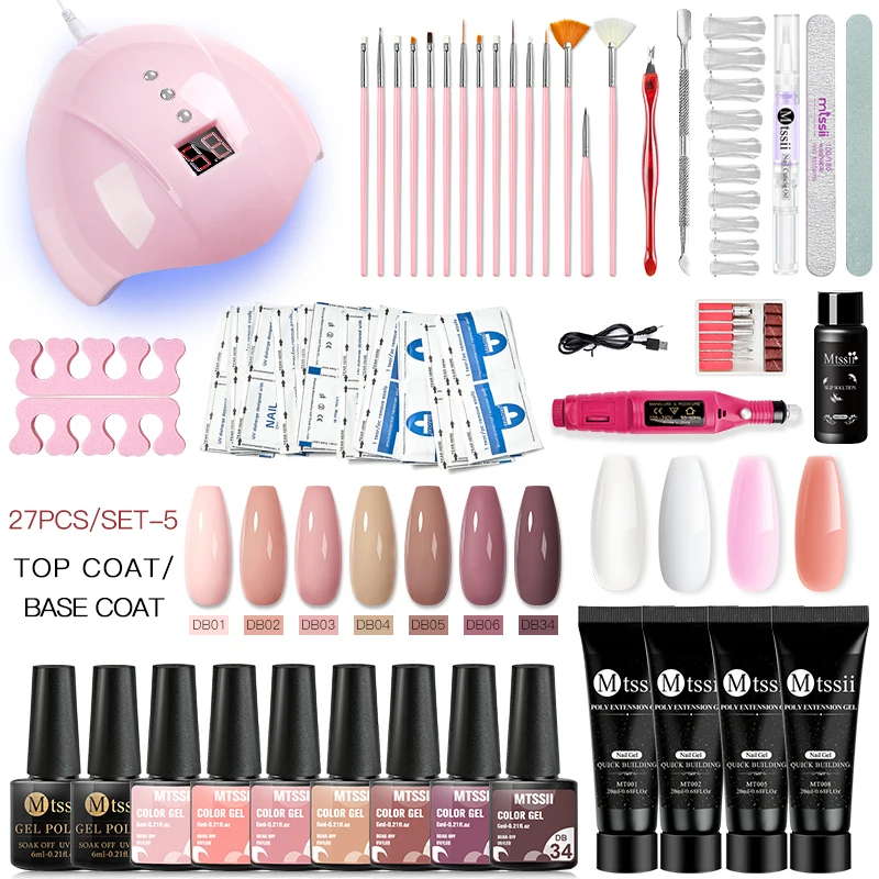 Mtssii Nail Art UV Gel Kit With 36W UV LED Lamp Semi Permanent Gel For Extension Gel Nail Polish